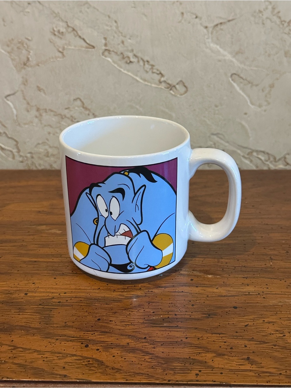 Vintage 1990s Applause Disney Aladdin Genie Blue Ceramic Mug Cup